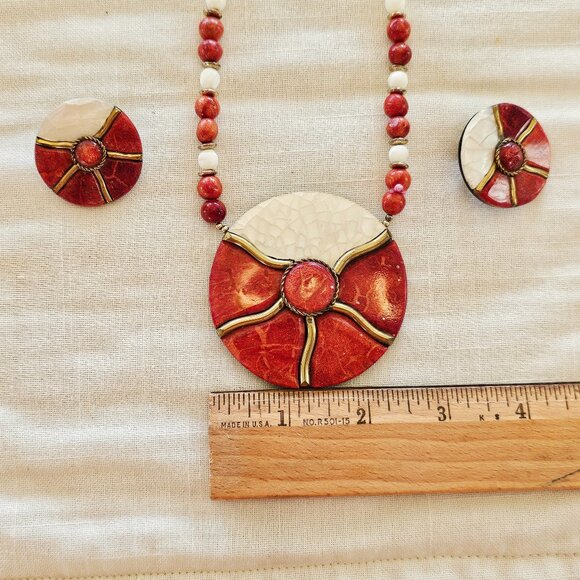 Vintage, beaded, statement necklace and earrings, excellent condition - Picture 13 of 15